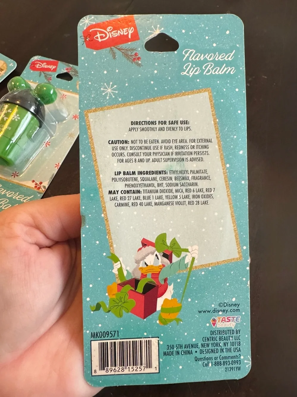 Set of 3 Disney Christmas Holiday Flavored Mickey Mouse Ears Cups Lip Balm Set
